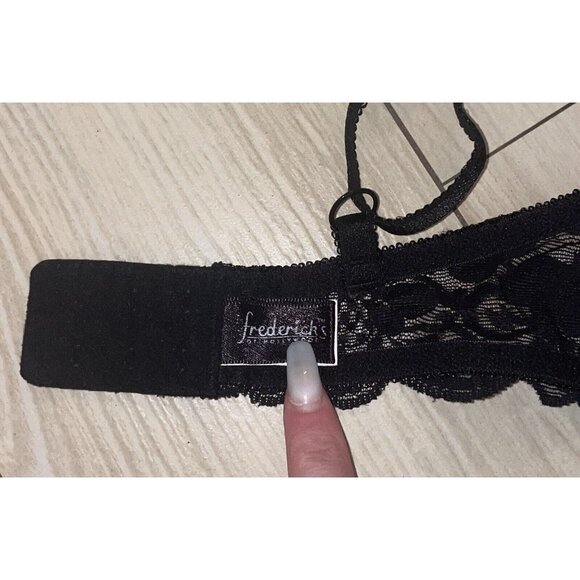 Fredericks of Hollywood Lace Cami Bra Sheer Underwire Womens 36C Black - Picture 6 of 7
